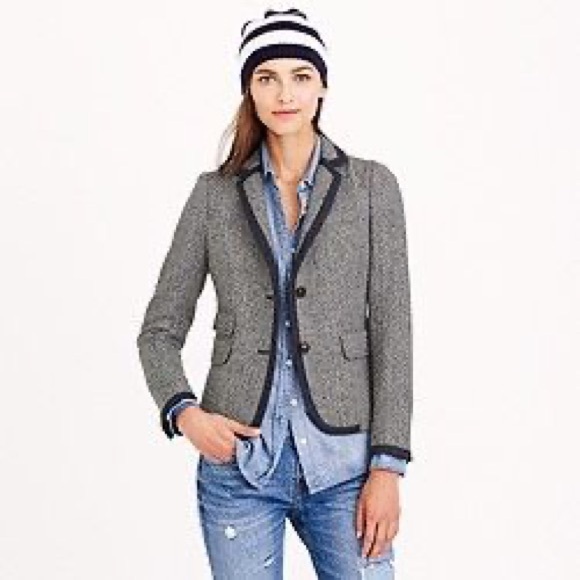 J. Crew Jackets & Blazers - NWT J.Crew Professor Herringbone Grey Wool blazer Academia Preppy Career sz 10